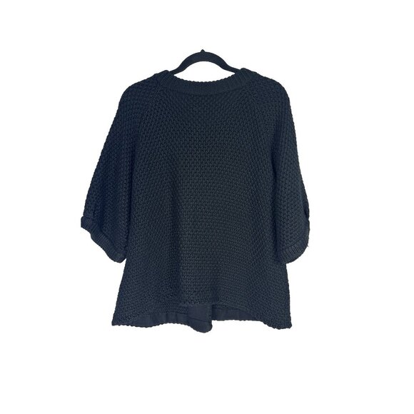 Chicos Womens 2 Black Chunky Knit Cardigan Y2K 60s Mod Fit Retro Chic Officewear - Picture 2 of 9